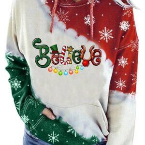 Christmas Sweatshirts for Women Believe Christmas Pullover SIZE MED